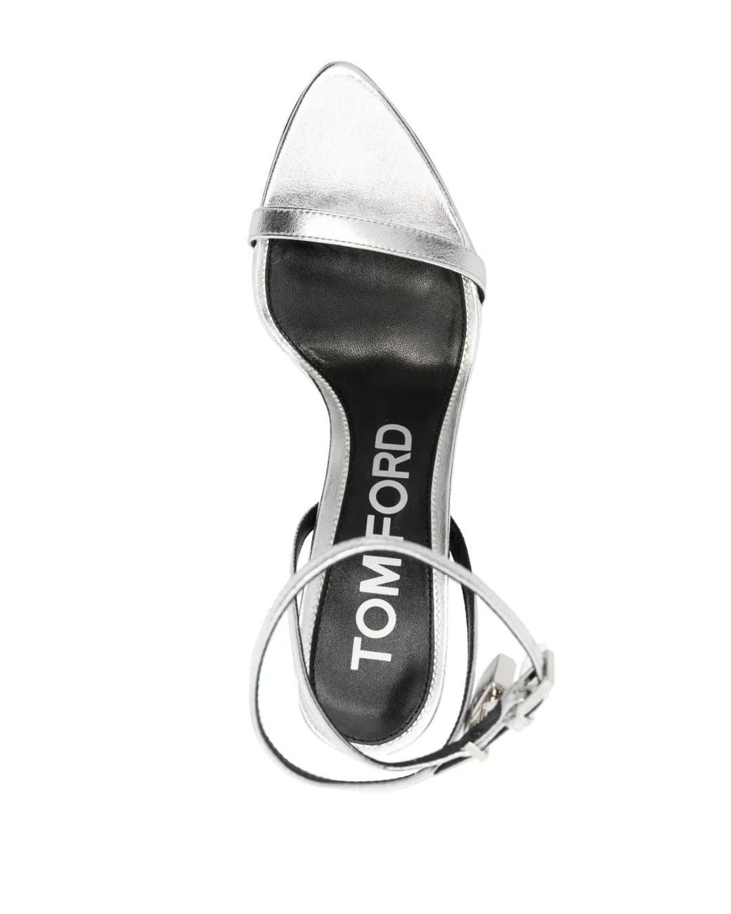 Tom Ford Gray Padlock Metallic Leather Sandals