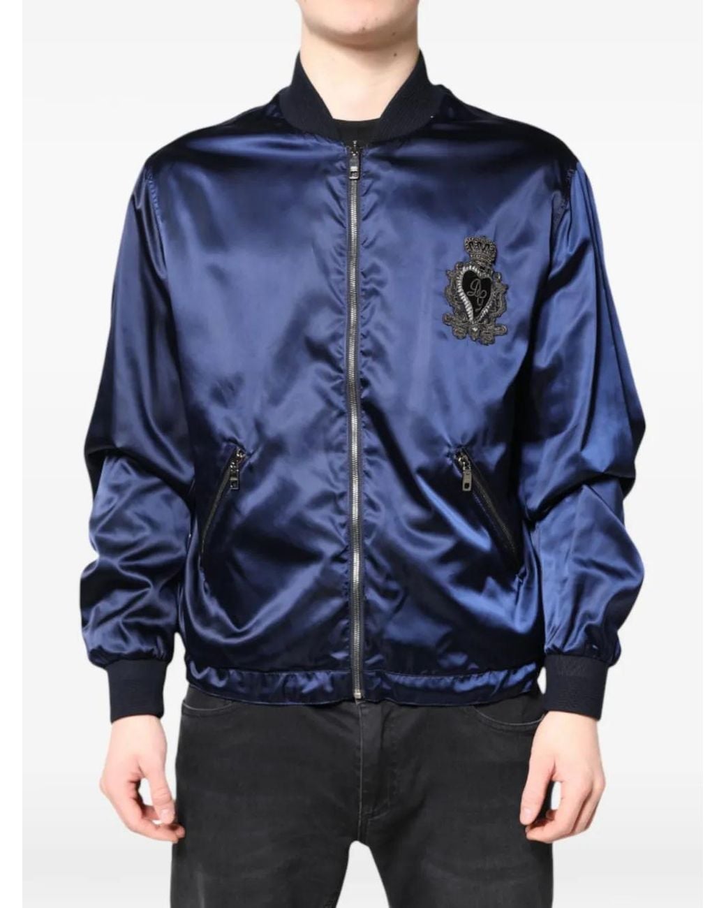 Dolce & Gabbana Blue Dg Crown Bomber Jacket for men