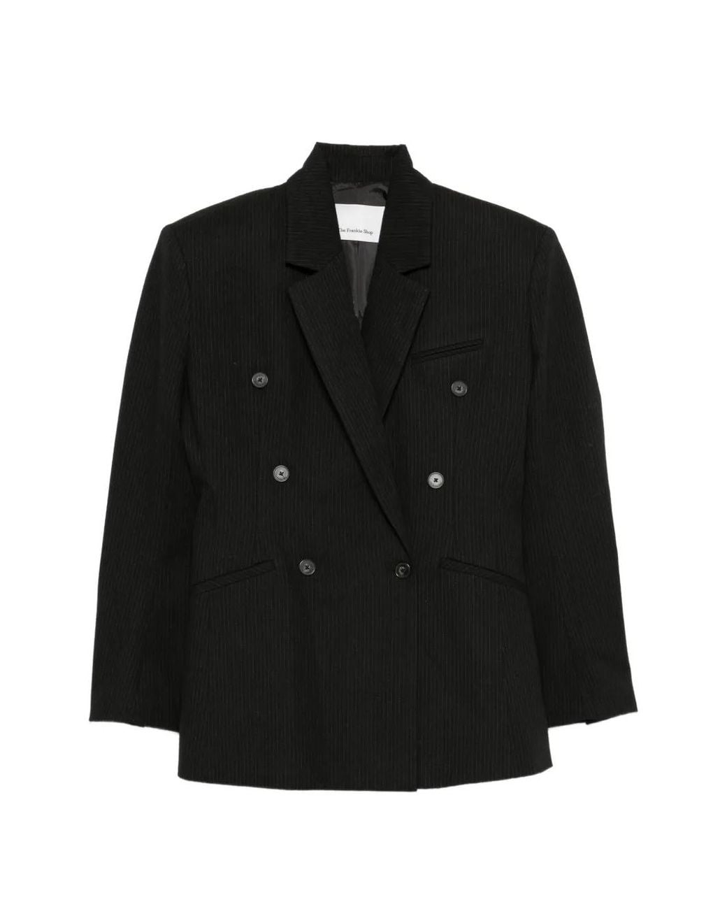 Frankie Shop Black Pinstripe Double-Breasted Blazer