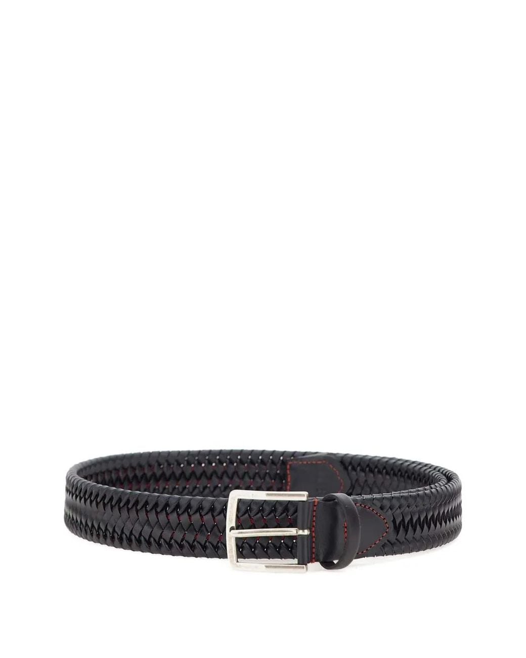 Athison White Woven Pin-Buckle Belt for men