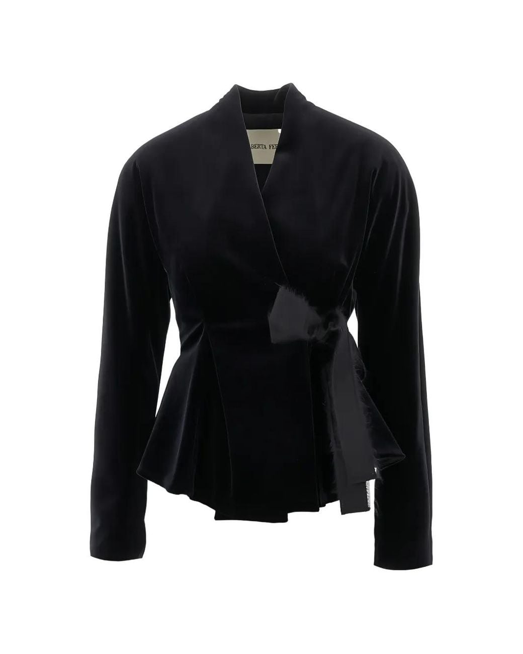 Alberta Ferretti Black Bow-Detail Fitted Jacket