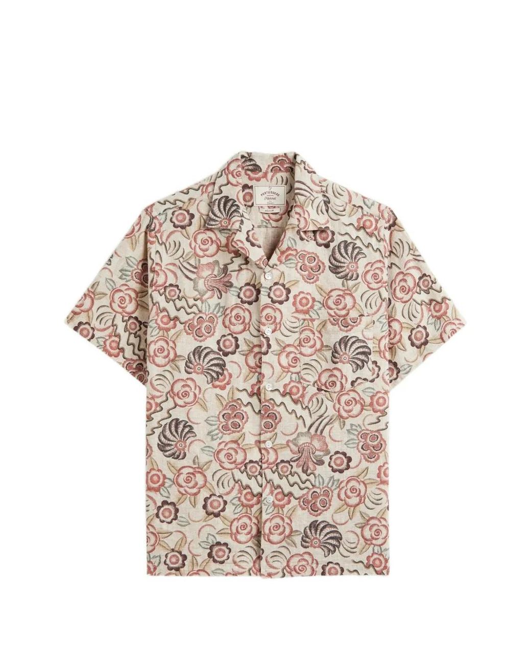 Portuguese Flannel Pink Floral-Print Short-Sleeve Shirt for men