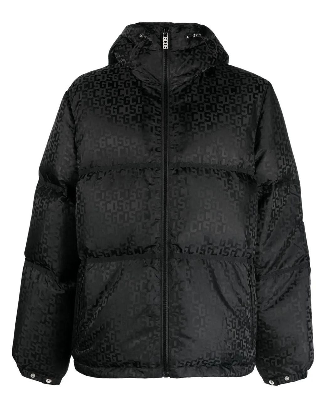 Gcds Black Logo-Monogrammed Hodded Jacket for men