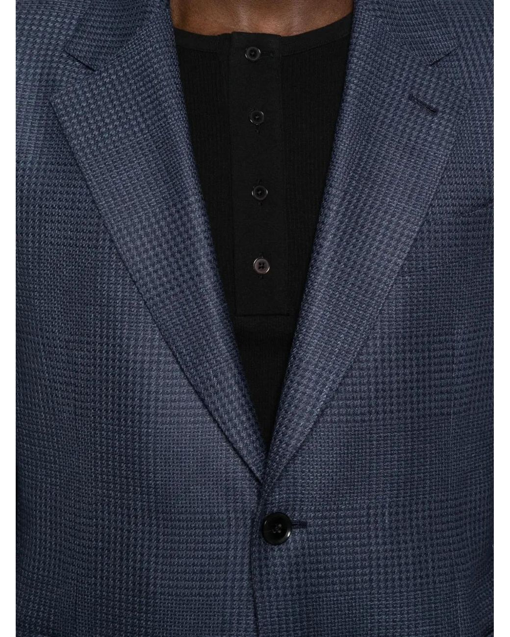 Zegna Blue Check-Patterned Blazer for men