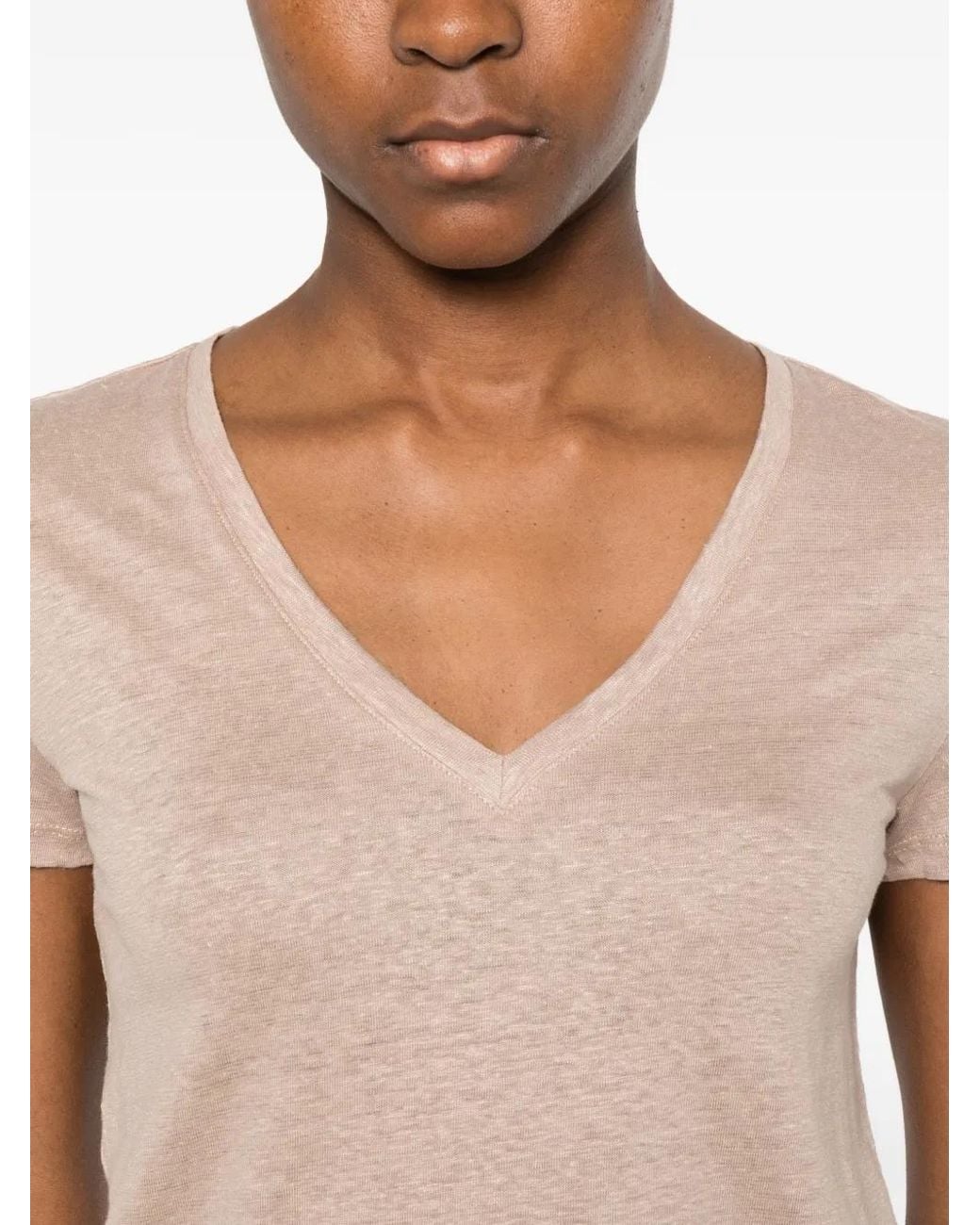 Majestic Filatures Natural T-Shirt mit V-Ausschnitt