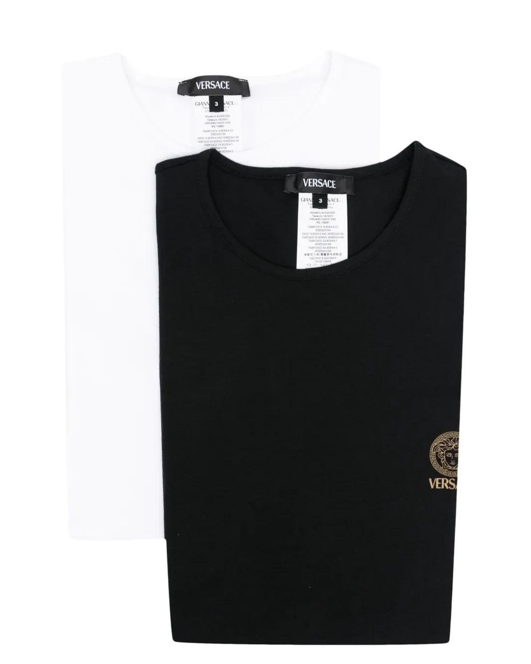 Versace Black Two-Piece Cotton Blend T-Shirt Set With Medusa Head Print for men