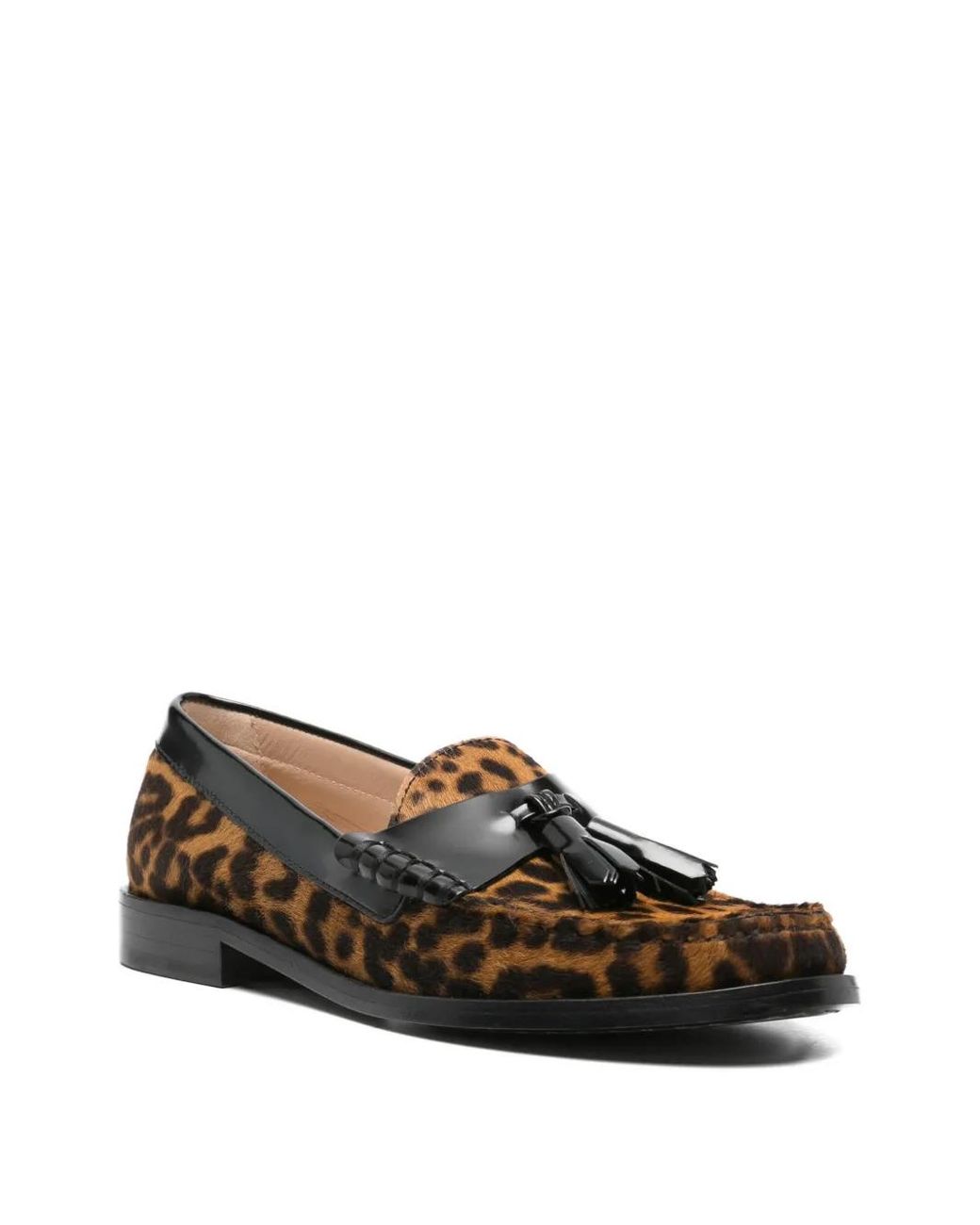 Stuart Weitzman Brown Leopard-Print Tassel Loafers