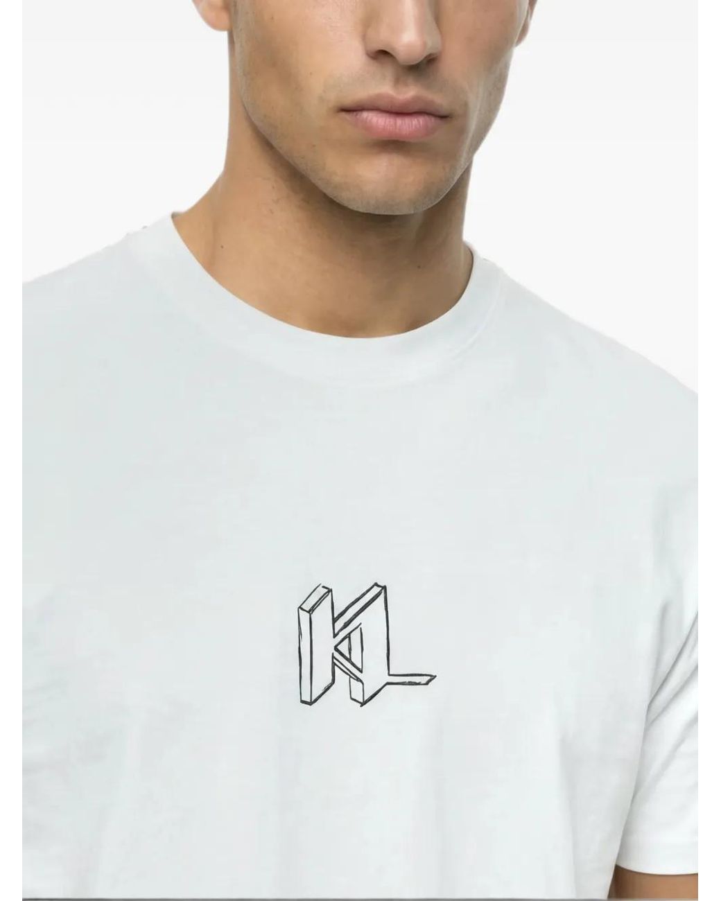 Karl Lagerfeld White Monogram Pajama T-Shirt for men