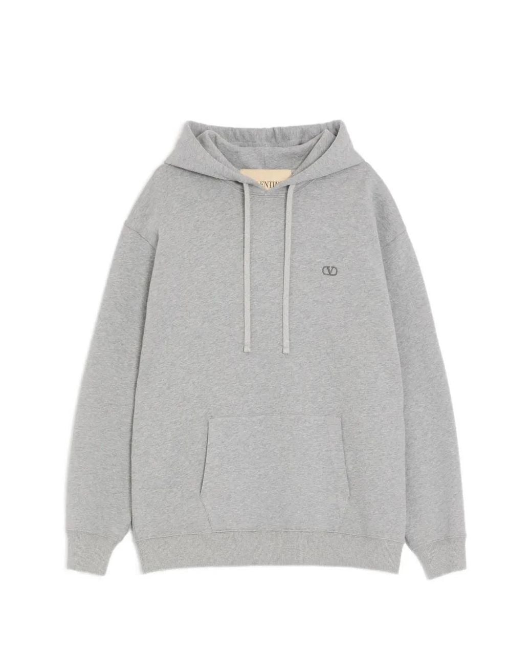 Valentino Garavani Gray Vlogo Embroidered Hoodie for men