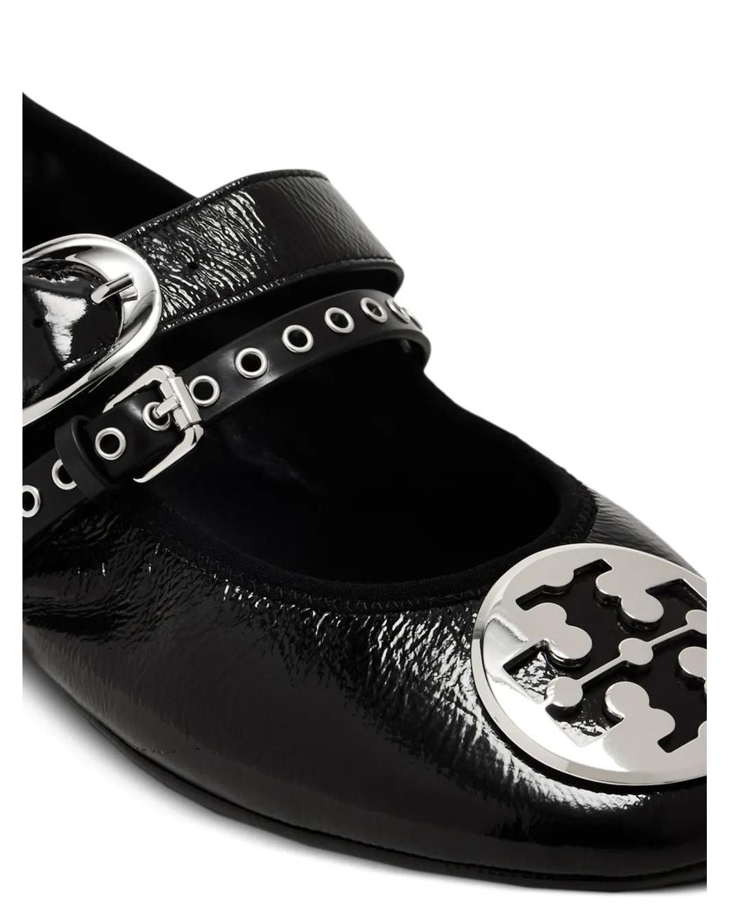 Tory Burch White Reva Punk Travel Ballet Flats