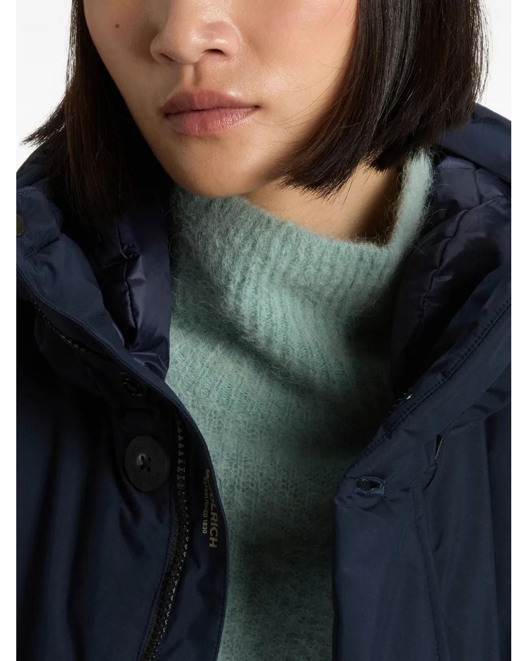 Woolrich Blue Mütze Mit Zopfmuster