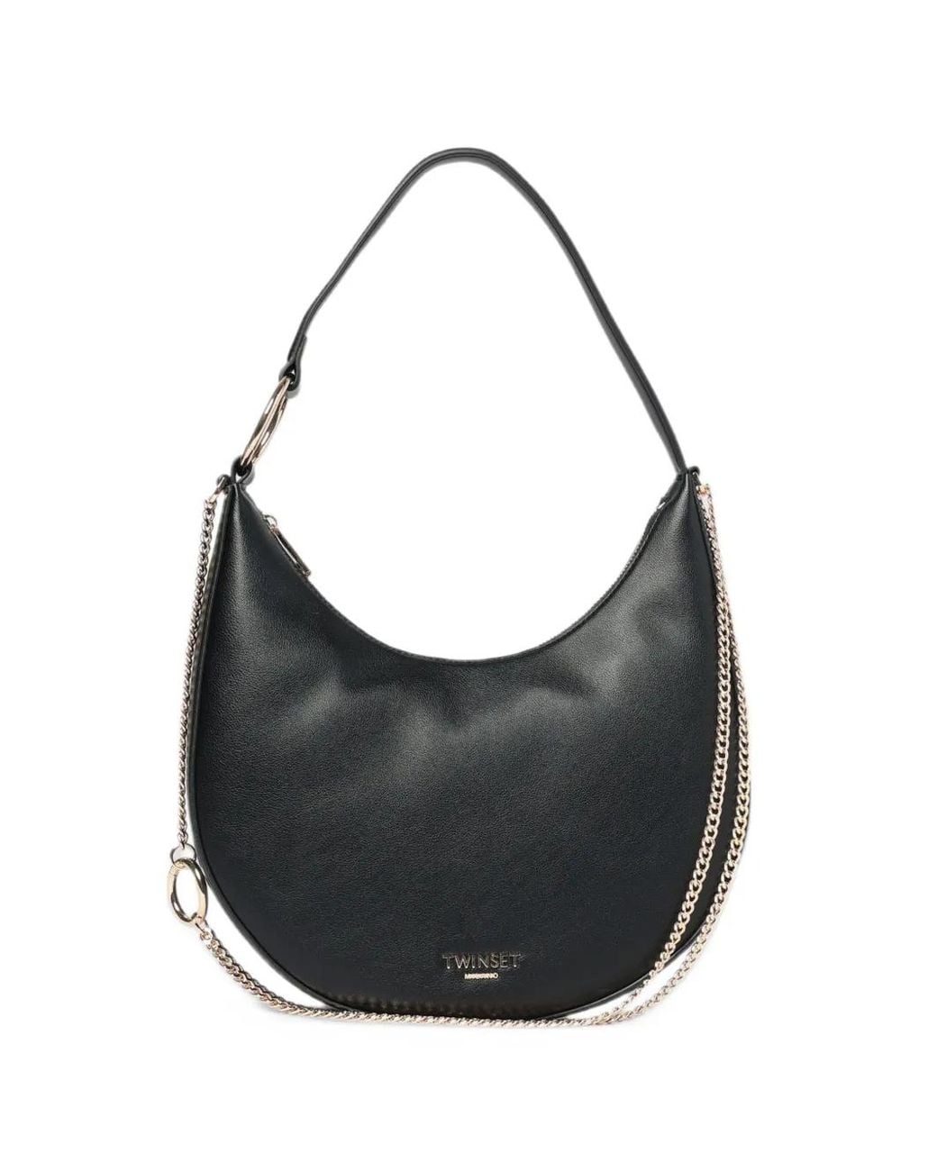 Twinset Chain-Link Ring-Detail Shoulder Bag in Black | Lyst