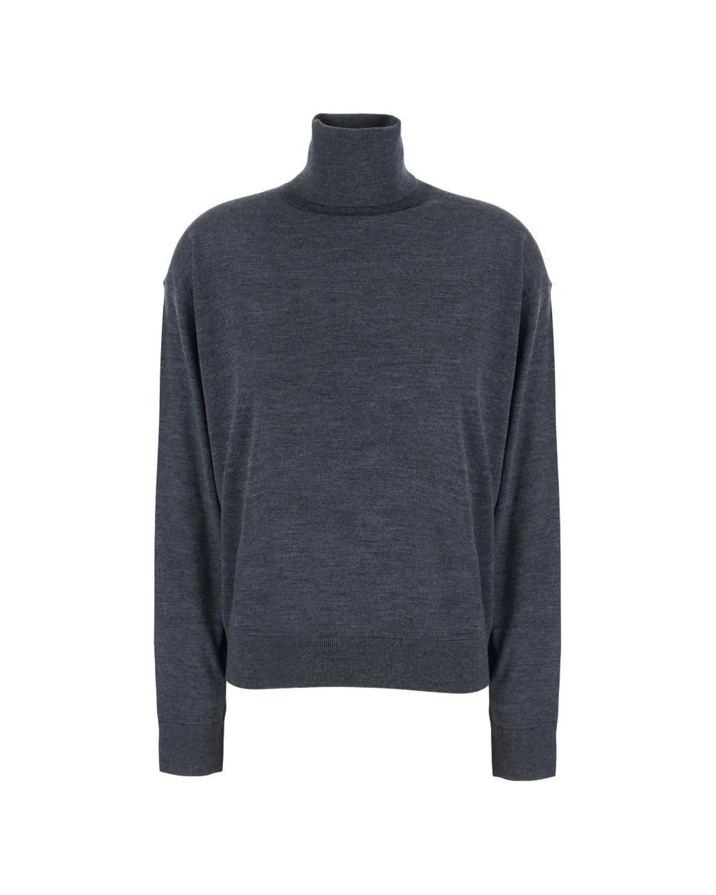 Semicouture Blue Freda Roll-Neck Wool Sweater