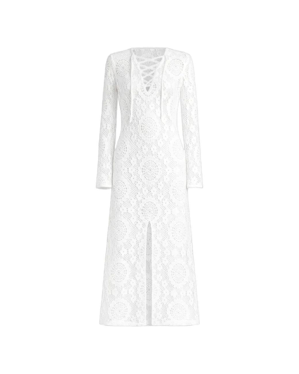 Jonathan Simkhai White Floral-Lace Crochet-Knit Dress