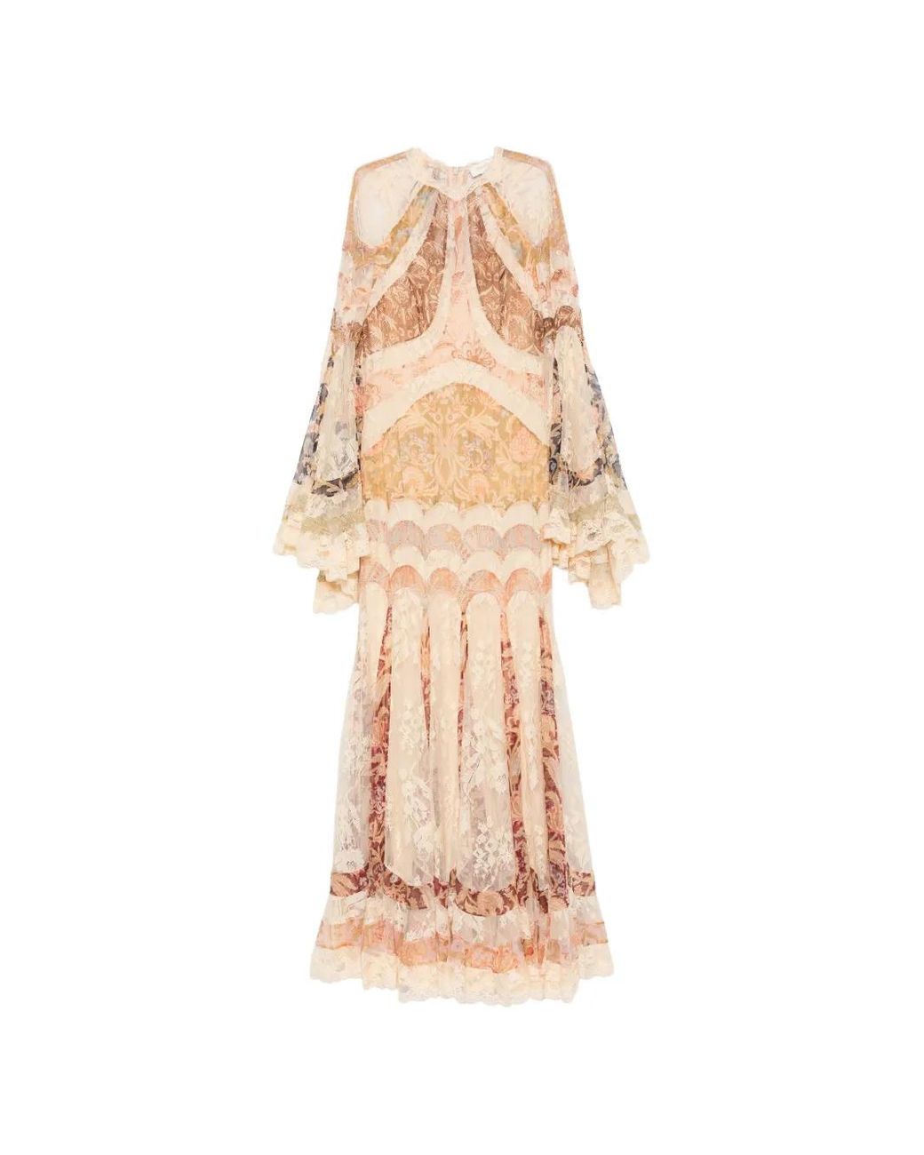 Zimmermann White Valiant Floral-Print Lace-Trim Maxi Dress