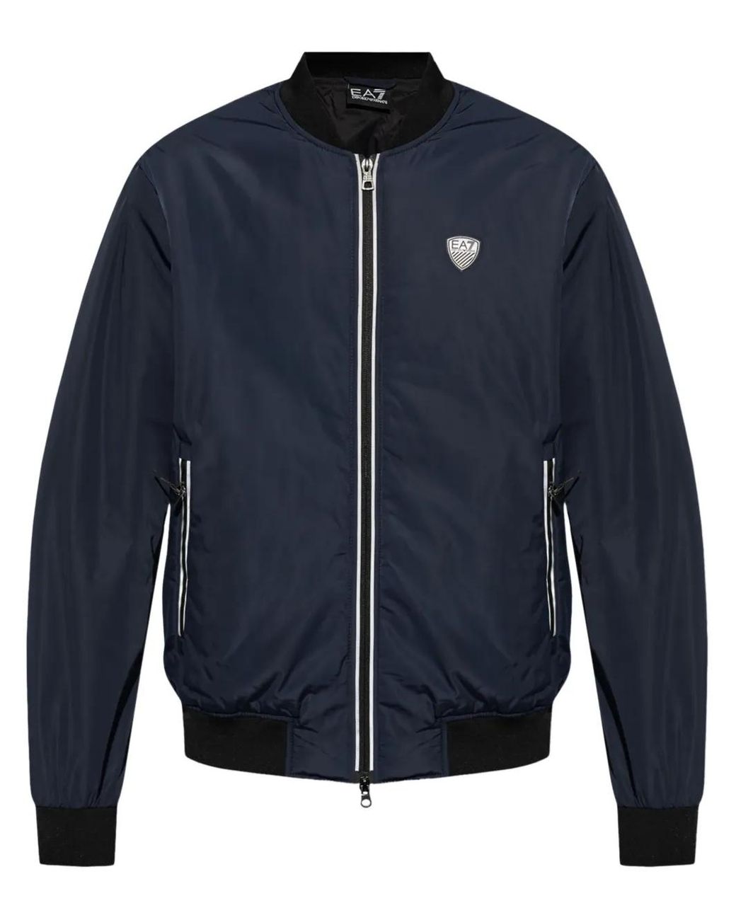EA7 Blue Logo-Patch Bomber Jacket for men