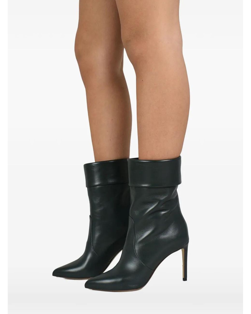 Francesco Russo Green Pointed-Toe Leather Boots