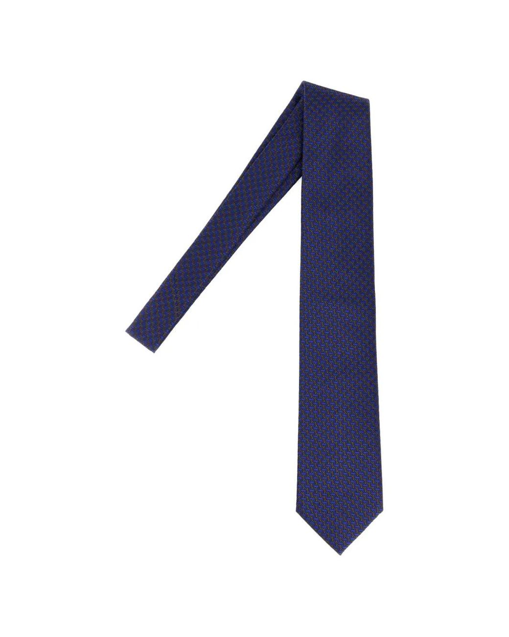 Brioni Blue Patterned Silk Tie for men