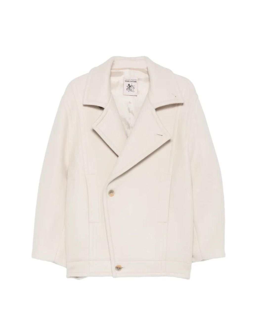 Semicouture White Button-Fastening Oversized Coat