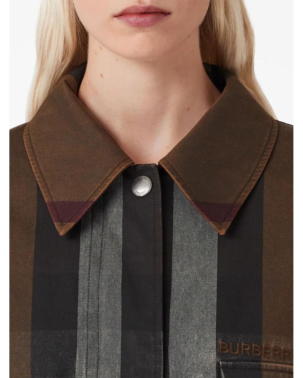 Burberry Brown Check-Print Long-Sleeved Parka