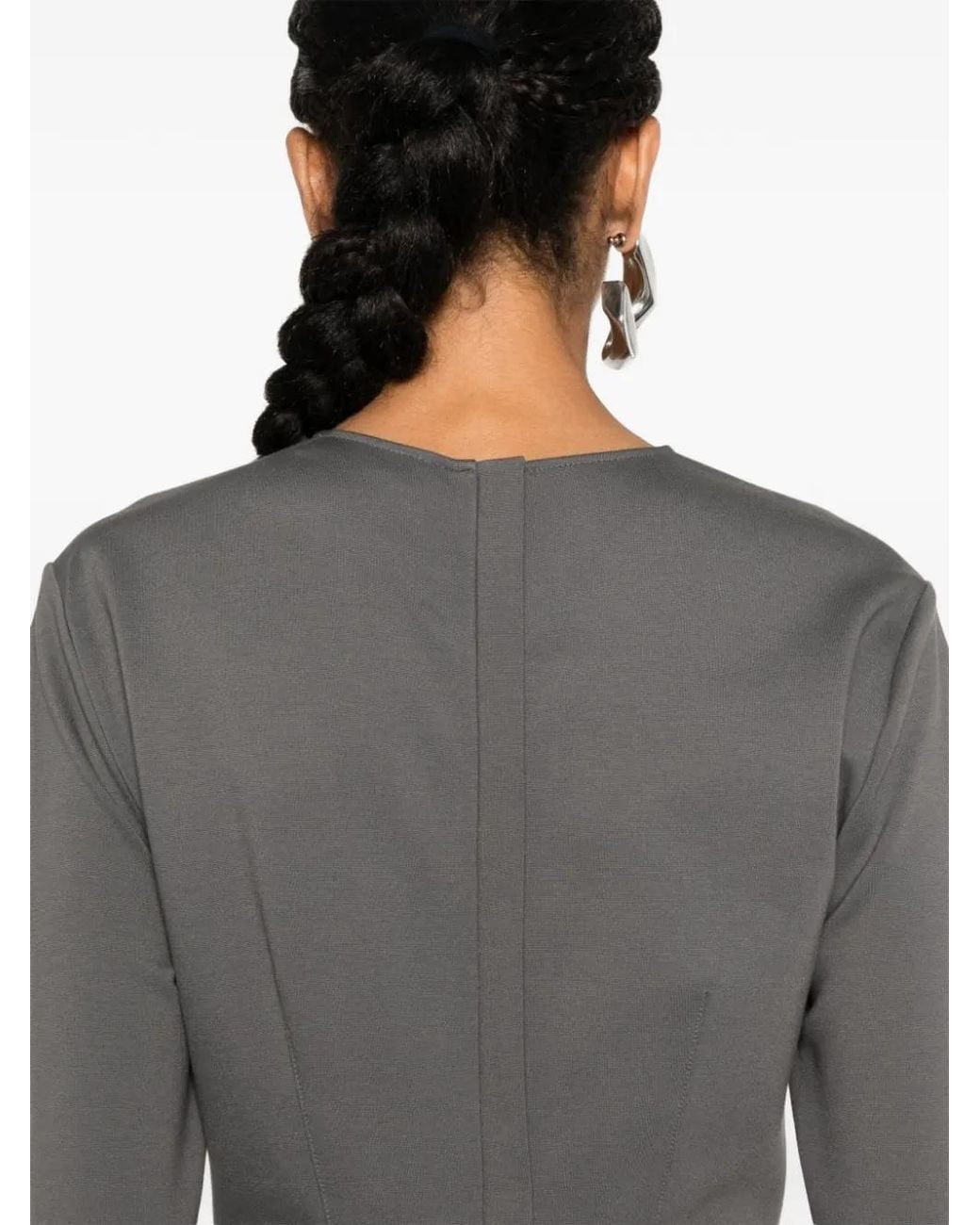 Fabiana Filippi Gray Crew Neck Midi Dress