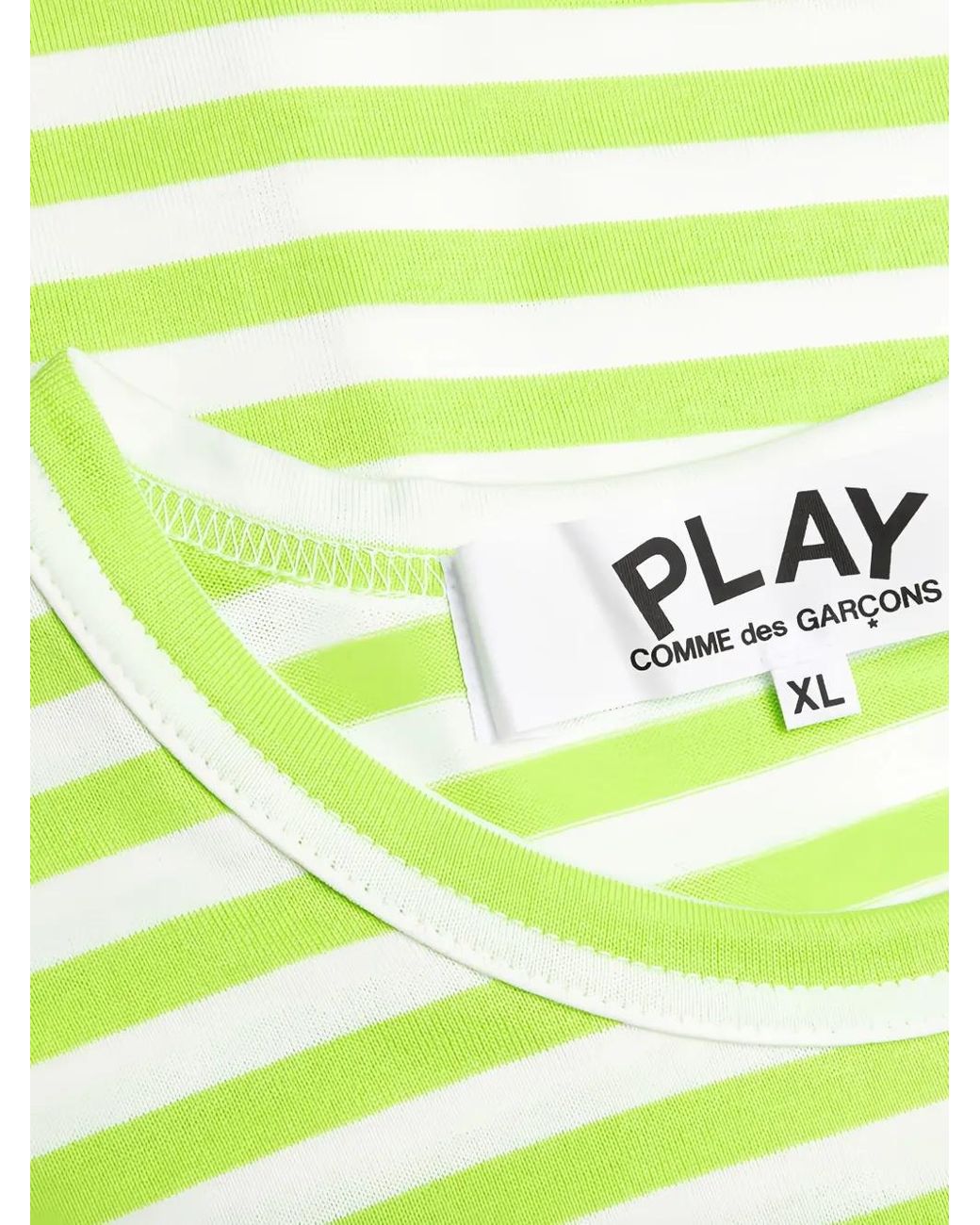 COMME DES GARÇONS PLAY Green Striped Heart-Logo Long-Sleeve T-Shirt for men