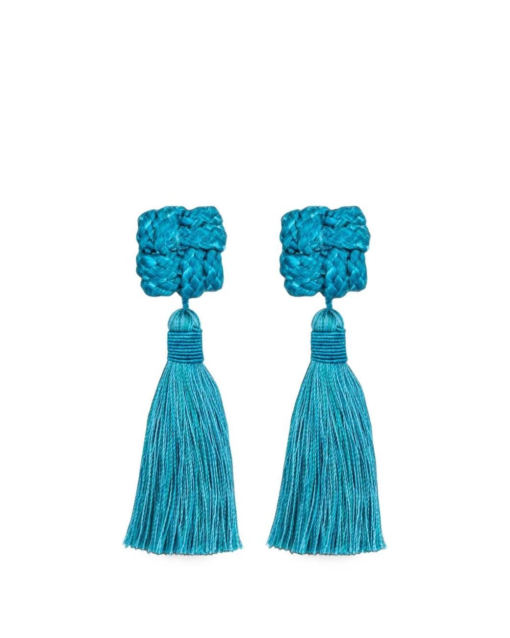 Jennifer Behr Blue Carmella Knotted Tassel Earrings