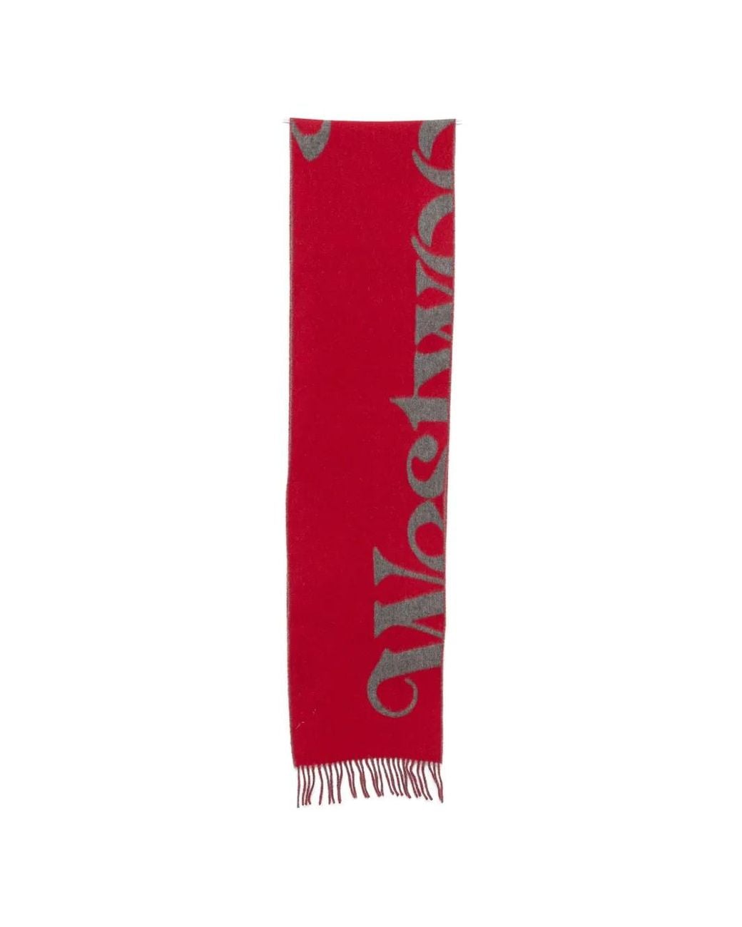 Vivienne Westwood Red Logo-Intarsia Fringed Scarf