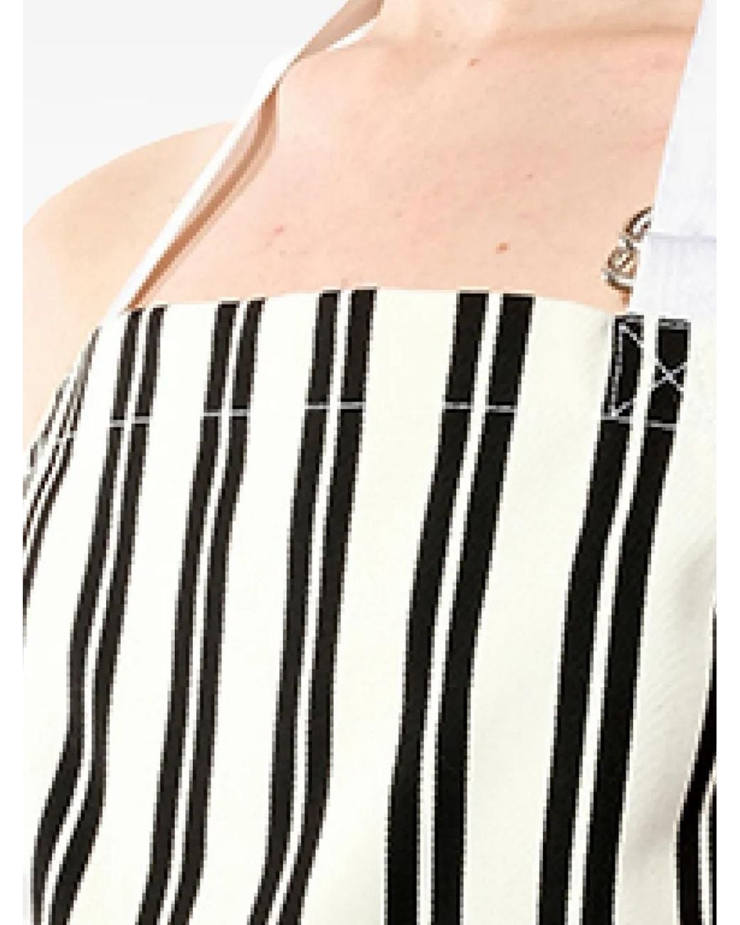 Balenciaga White Striped Halterneck Tank Top