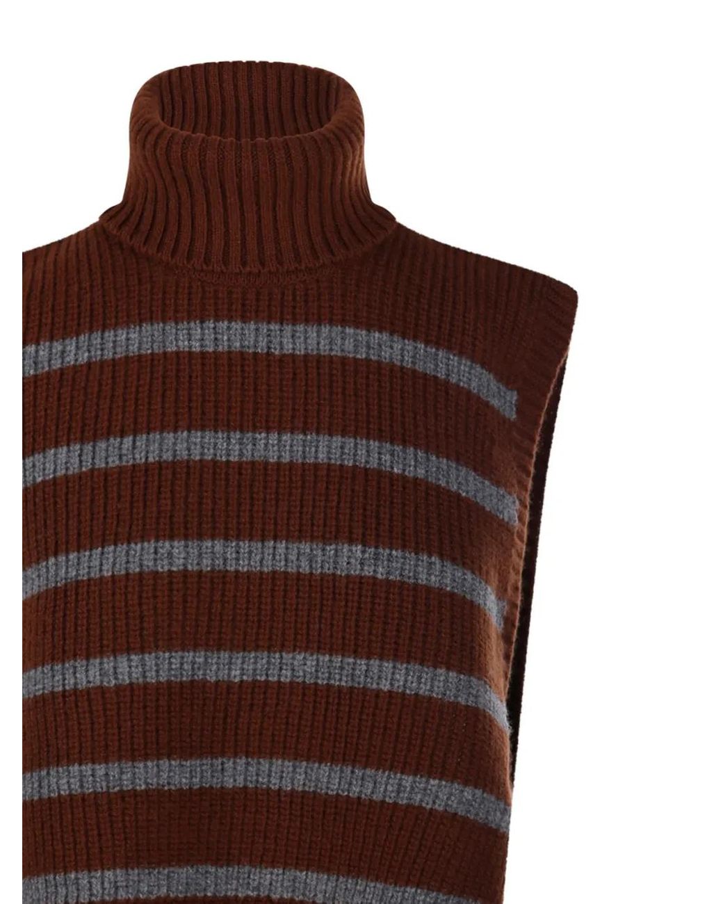 DAVANTINO Brown Striped Turtleneck Sweater