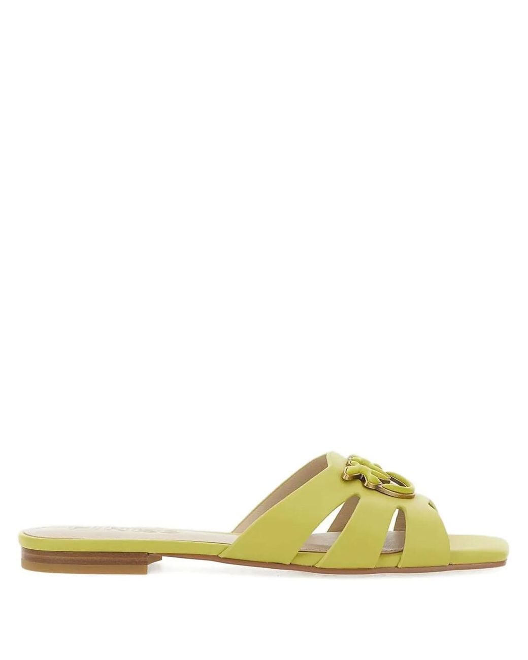 Pinko Yellow Marli 09 Leather Flat Sandals