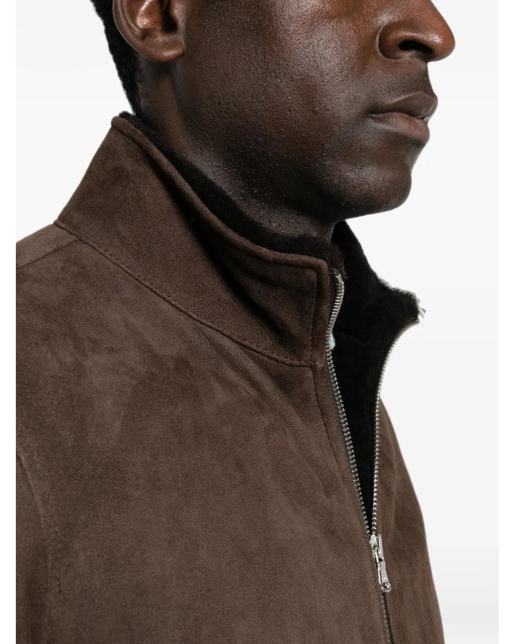 Barba Napoli Brown Shearling-Lined Suede Jacket for men