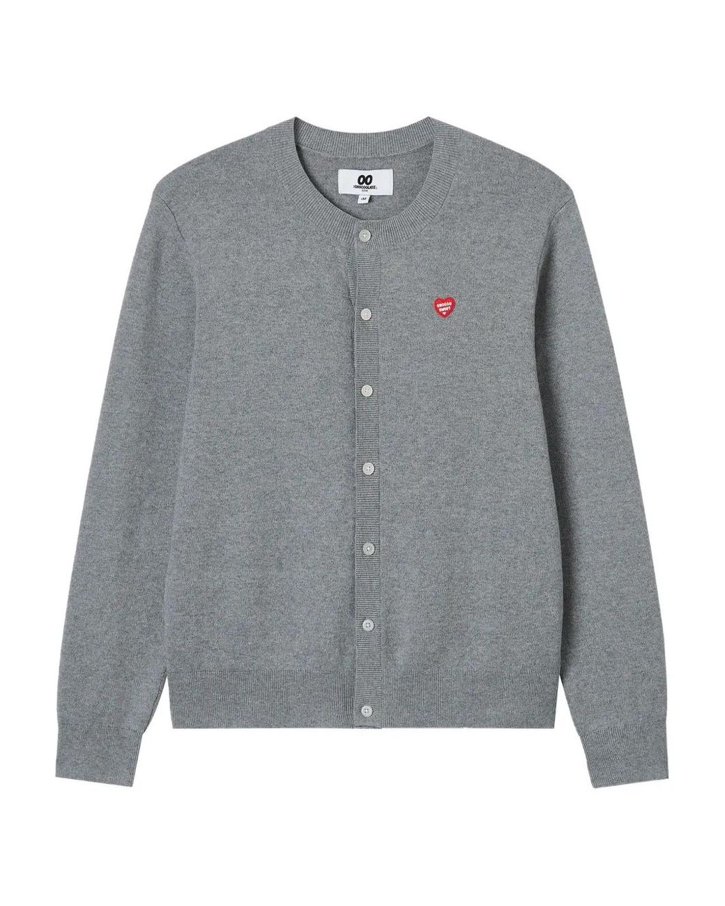 Chocoolate Gray Heart-Embroidered Cotton Cardigan