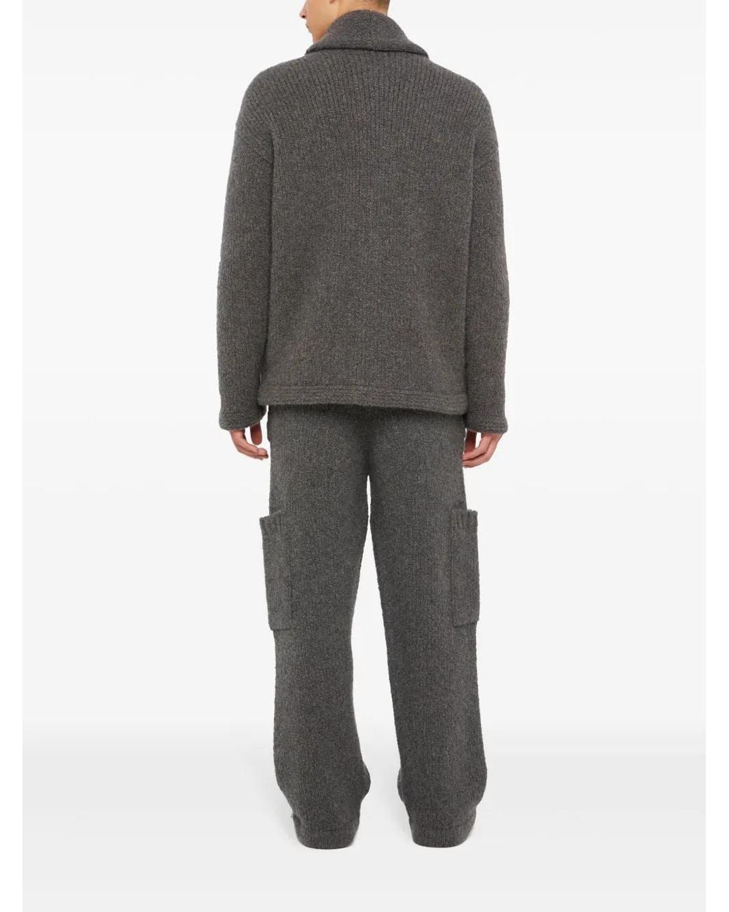 Alanui Gray Finest Ribbed Cardigan for men