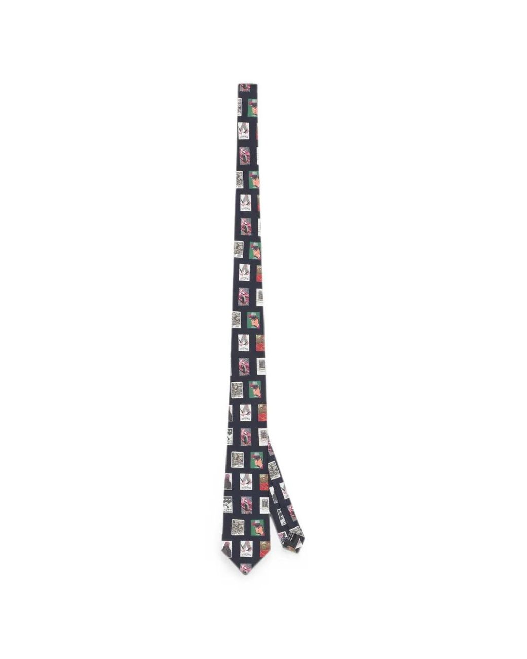 Les Deux White Stamp-Print Silk Tie for men