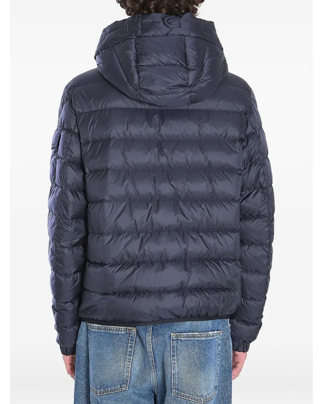 Moncler Blue Puffer Jacket With Adjustable Cuffs And Hood for men