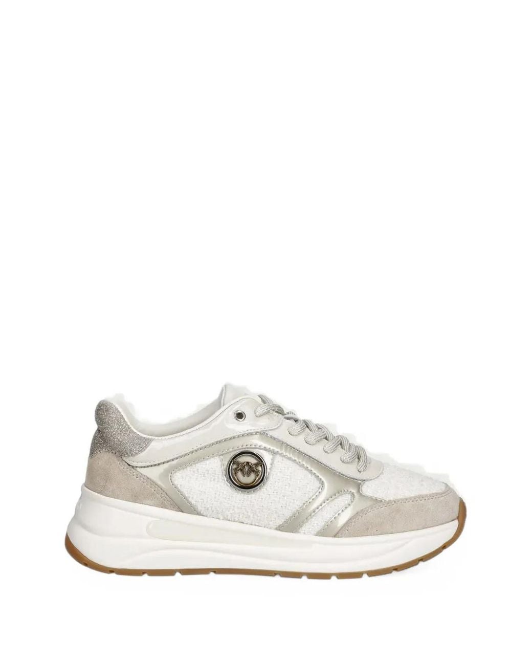 Pinko White Glitter-Detail Love Birds Sneakers
