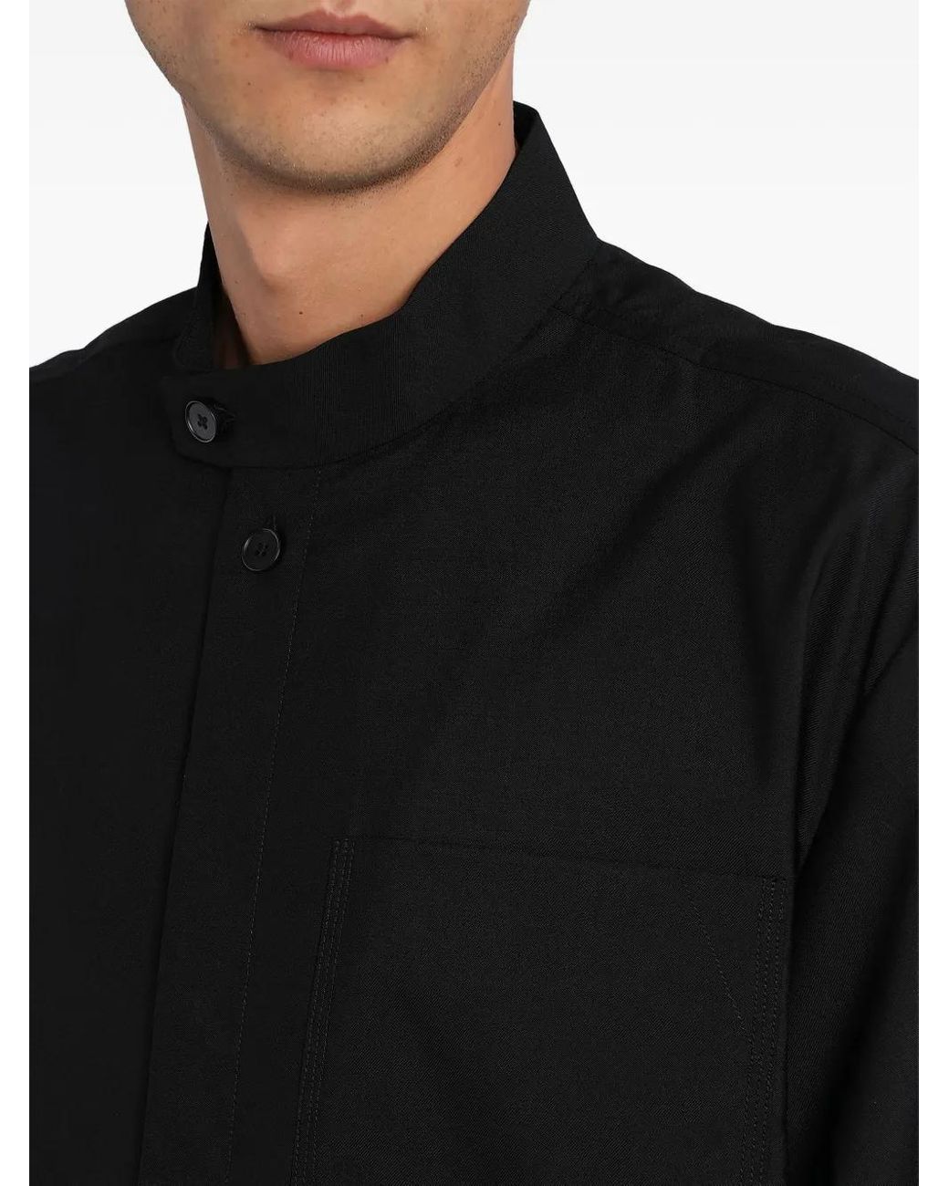 Entire studios Black Mandarin-Collar Pocket Shirt for men