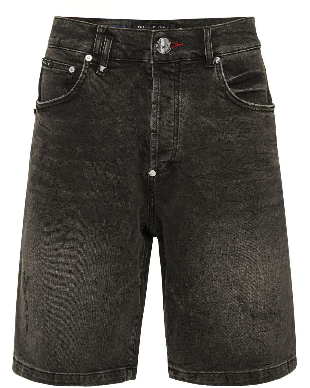 Philipp Plein Gray Formentera Skulls Denim Shorts for men