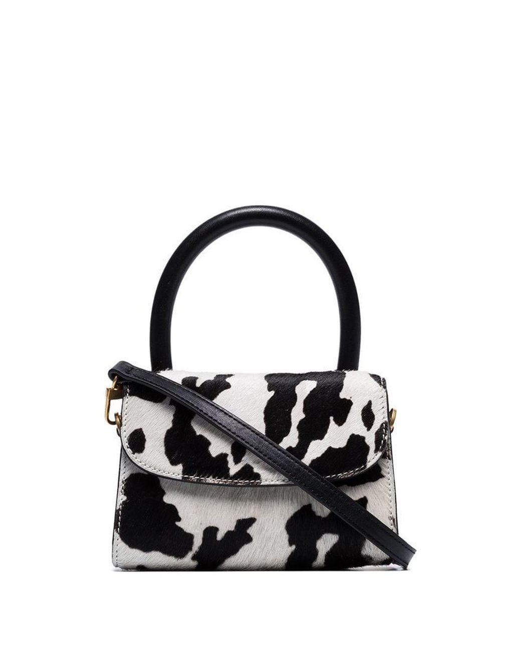 BY FAR Mini Cow Print Cross body Bag in Black Lyst