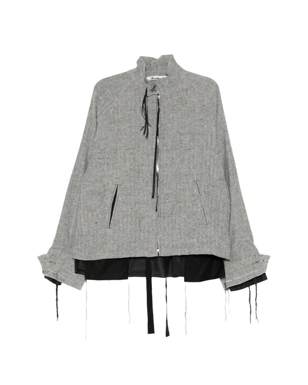 Midorikawa Gray Frayed Zip-Up Shirt Jacket for men