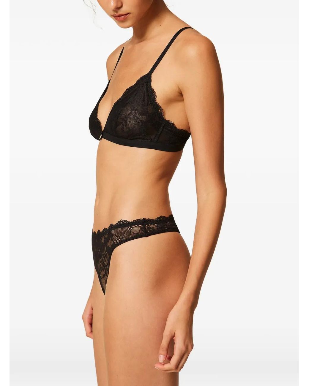 Twinset Black Lace Triangle Bra