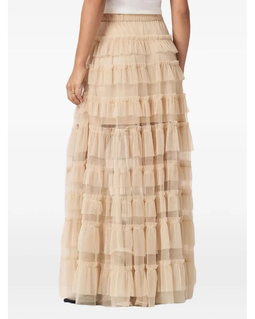 Falda larga Aude con volantes AllSaints de color Natural