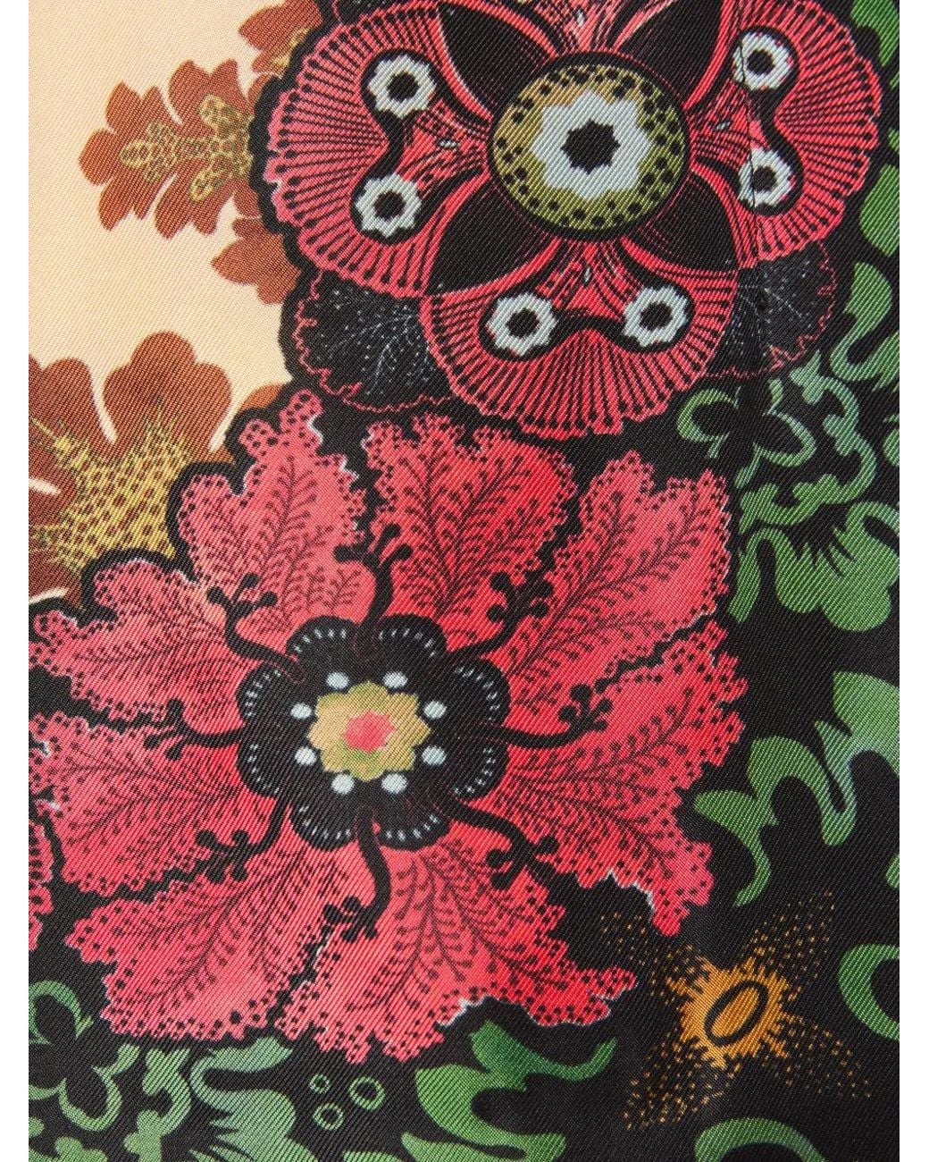 LaDoubleJ Red Floral-Print Fringed Skirt