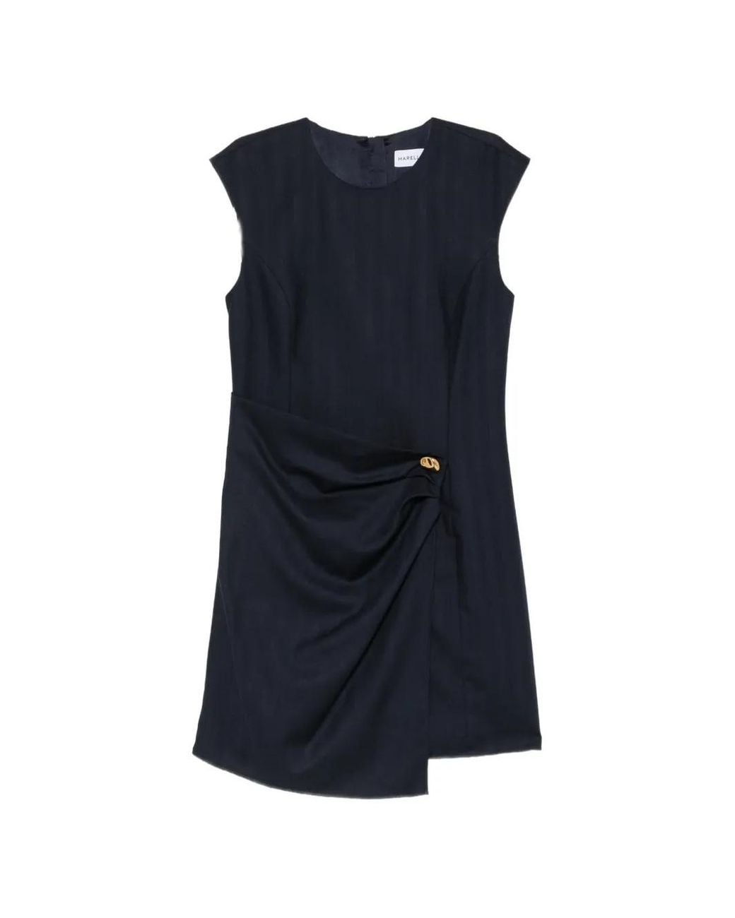 Marella Blue Draped Asymmetric Mini Dress