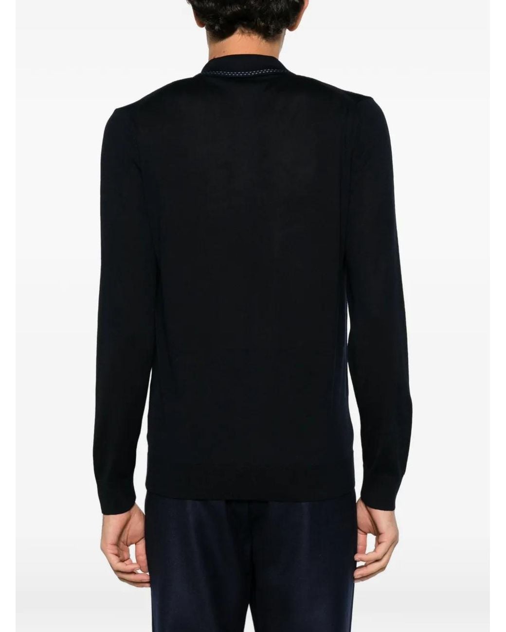 Alberto Gozzi Black Contrast-Stitched Wool Sweater for men