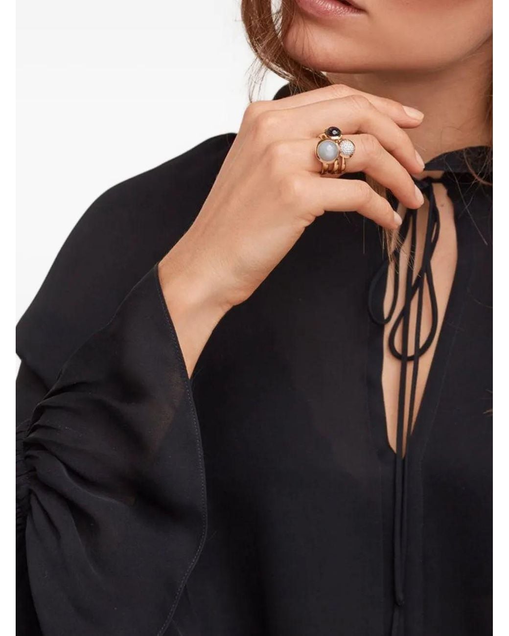 Tamara Comolli Metallic 18K Rose Large Bouton Moonstone Ring