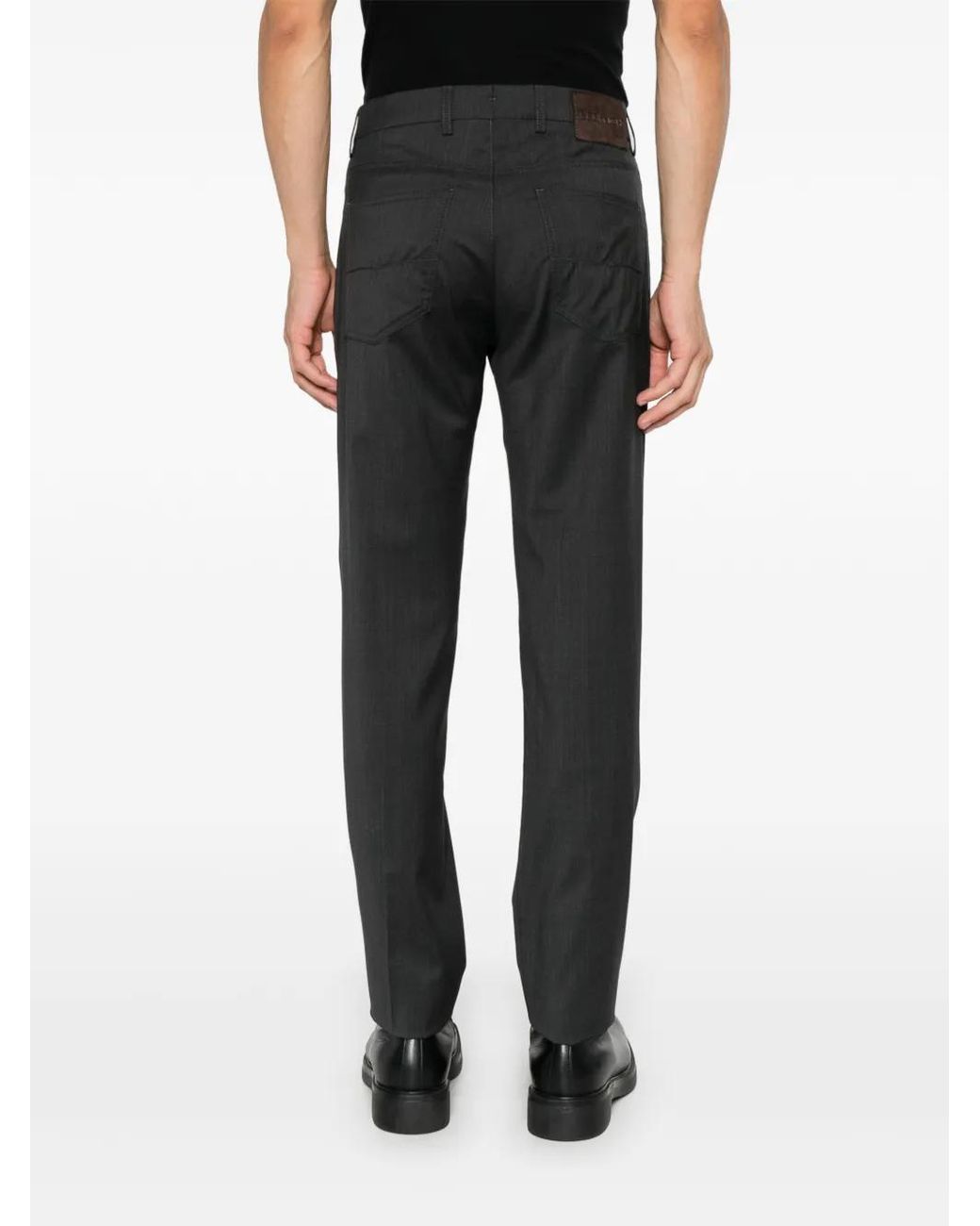 Berwich Black Logo-Patch Straight-Leg Trousers for men