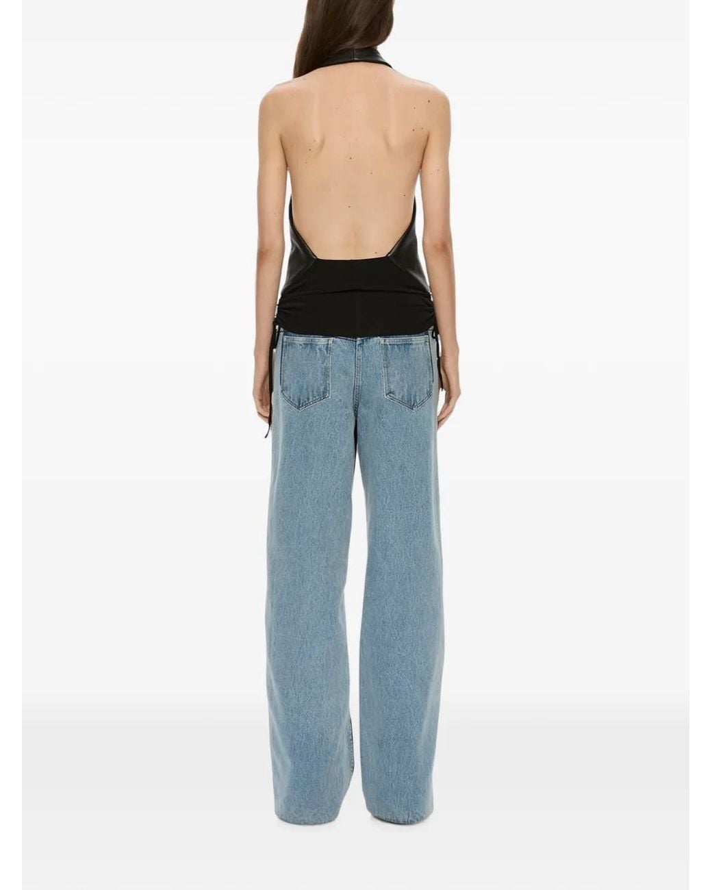 Christopher Esber Black Tailored Slope Leather Halter Top