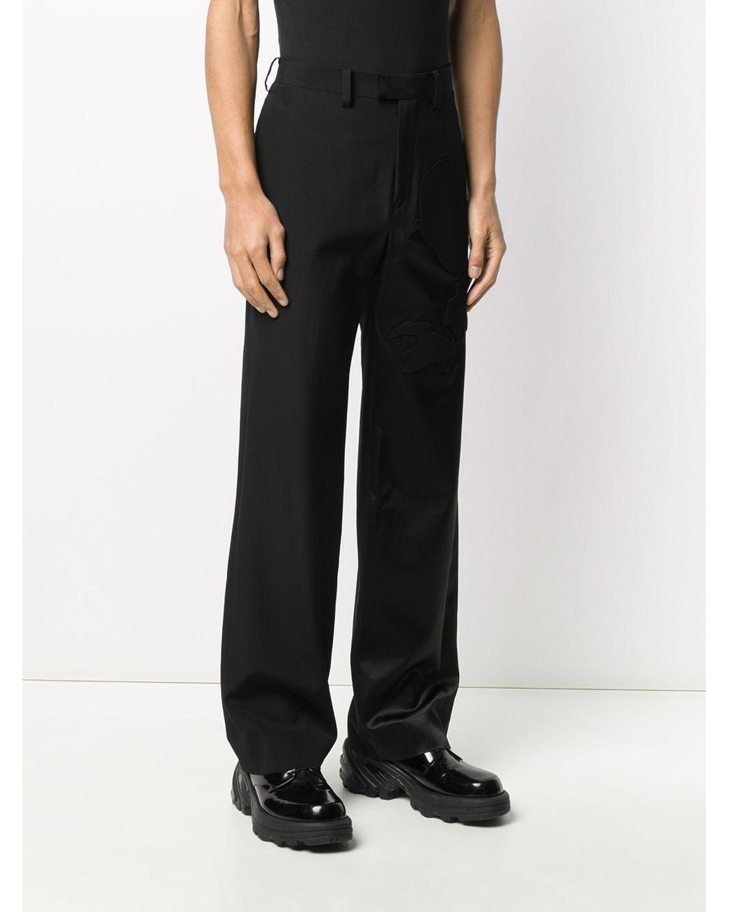 black high waisted flared trousers